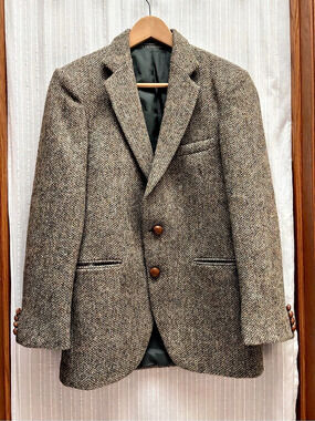 The English Sports Shop Harris Tweed Blazer Jacket Mens 38 Brown Wool